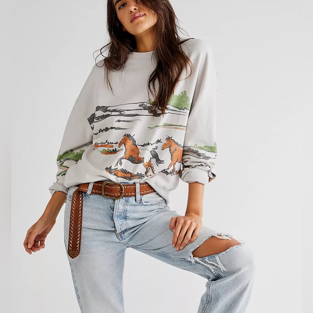 Free People/Daydreamer running horses Sweatshirt